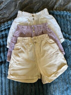 *LOT of THREE* Love Tree White,Purple,Butter High-Waist Elastic Waistband Shorts